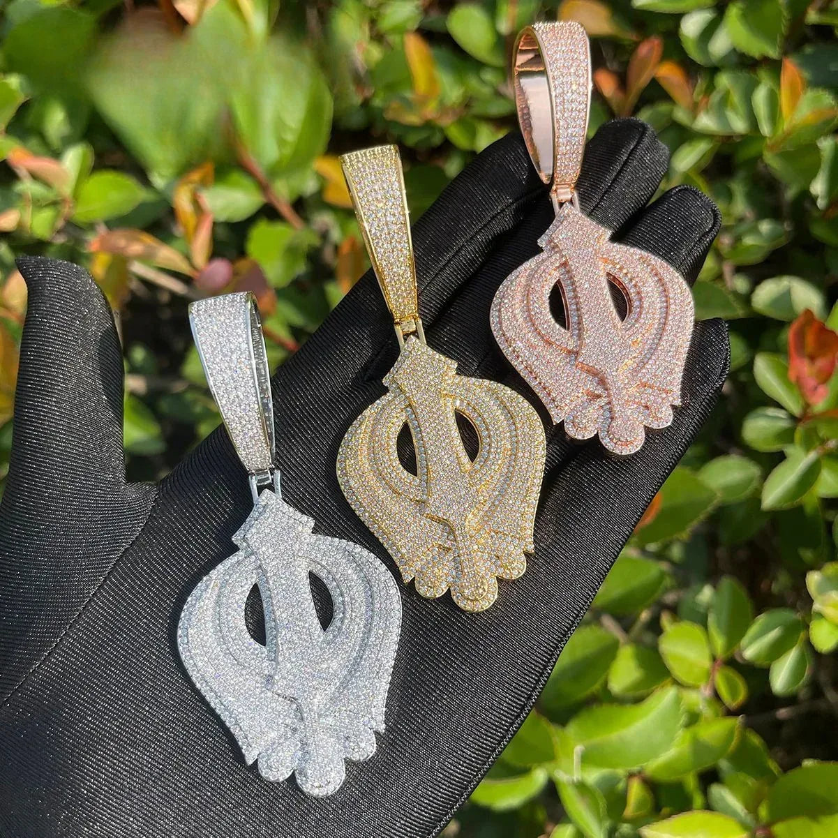 Iced Out Fleur-de-Lis Pendant | Men's Royal Lily Necklace Luxury Hip Hop Bling | Caratix - CaratixJewelry